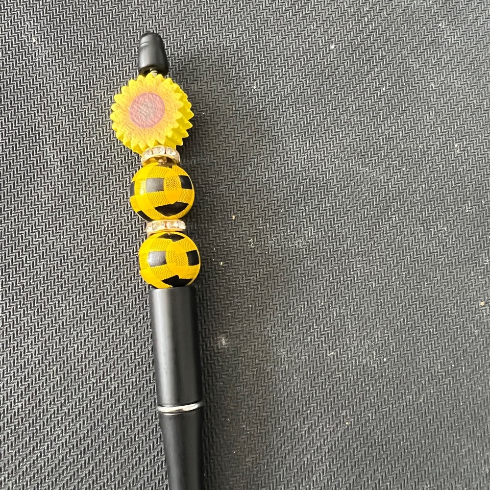Sunflower Beaded Black Pen